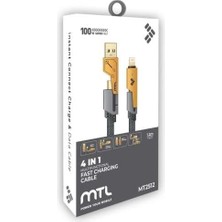 Storemax 100 W Pd 4 In 1 Usb+C Type C To Lightning Şarj Kablosu, Metal Başlık Sağlam Kopmaz Kablo 100 W Pd Hızlı Şarj Ios Typec USB iphone Mtl MT2512