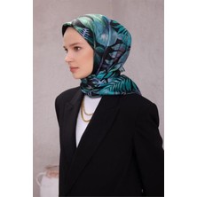 Belli Tivil Saf Ipek Eşarp 4225 - 80 Siyah Yaprak Desen