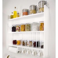 Storemax Ars-Taş Mutfak Dolabı, Terek Baharatlık Rafı, 75 cm Genişlik x 65 cm Yükseklik x 13 cm Derinlik, Beyaz, Suntalam, Uzun, Duvara Monte