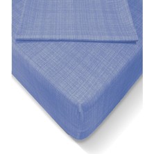 CS İlkim Çift Kişilik Çift Yastıklı Mavi Lastikli Çarşaf 160X200 cm