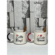 Storemax Çiftler Için, Evin Hanımı Evin Beyi Seramik 2'li El Yapımı Çay Kave Kupa