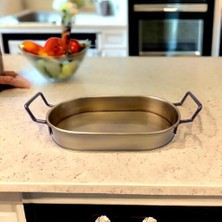 Storemax 28CM Kaplama Lüks Galvaniz Metal Boyalı Oval Tepsi Zarafet ve Dayanıklılığı Buluşturuyor