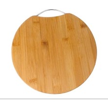Storemax Bambu Kesim Sunum Tahtası Yuvarlak 28 * 28 * 1,5 Cm, Asma Aparatlı Kesme Tahtası, Ahşap Kesme Tahtası.