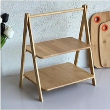Storemax 2 Katlı Dikdörtgen Bambu Servis Sunum Seti Büyük Boy, Kuru Pasta, Kurabiye ve Kek Sunumları Için Büyük Boy (38CM-30CM-22.5CM)