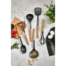 Storemax Life 6 Adet Ahşap Saplı Plastik Teflon Siyah Servis Seti MIT1141