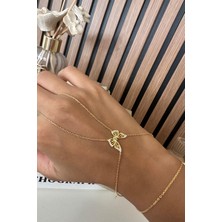 Sunshine 925 Ayar Gümüş Gold Kaplamalı Taşlı Kelebek Şahmeran Zarif Aksesuar