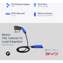 Bemis V2L (Vehicle to Load) Elektrikli Araç Uyumlu 3’lü Priz Uzatma Adaptörü – 3 Metre - Byd- Skywell