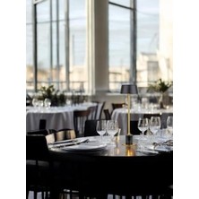 Storemax LED Meragold Masa Lambası, 3000K Günışığı, Şarj Edilebilir, Taşınabilir, 3 Kademe Dokunmatik Parlaklık Ayarı, Alüminyum Gövde, Mermer Görünüm, Restoran, Yemek Masası, Yatak Başı ve Çalışma Masası Için