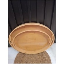 Storemax Bambu Tepsi 2li Oval, Çay Tepsisi, Sunum Tepsisi, Kahve Sunum Tepsisi
