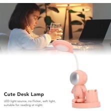 Storemax Astronot Tasarımlı LED Masa Lambası, Şarj Edilebilir, Kalemlik, Pembe