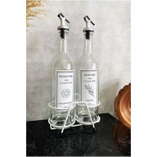 Storemax Beyaz Standlı Akıtıcılı Şeffaf 750 ml Beyaz Etiketli Yağlık Yağdanlık