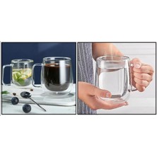 Storemax Çift Cidarlı Kulplu Kahve Kupası (Borosilikat)