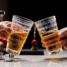 Storemax 380ML 6 Adet Kokteyl Seti, Kristal Kare Desenli Cam Bardak, Soğuk Içecekler Için Borosilikat Cam, Buzlu Içecekler,kokteyller Için Ideal Ergonomik Tasarım