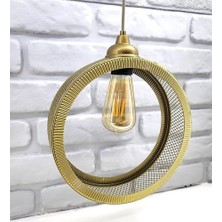 Storemax Eskitme Endüstriyel Metal Hasır Tel Dairesel Model Hol Mutfak Tekli Sarkıt Avize Aydınlatma