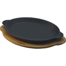 Storemax Pişirme Kabı Lv Eco Ft 1824 T10 K4 Fajita Plaka, Oval, Integral Metal ve Ahşap Plaka, Ölçüler 18 x 24 Cm, Dökme Demir, Siyah