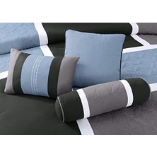 Storemax Upland 7 Parça Kapitone Yama Işi Yorgan Seti, Gri/açık Mavi/kömür,