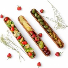 Storemax Akasya Ağacından Ahşap Zeytin Tabağı, Zeytinlik,ahşap Zeytin Tepsisi El Yapımı Akasya Ahşap Uzun Kano Tekne Tarzı Çanak - Yemek Servis Tabağı Masa Orta Parça (35CM*5CM)