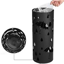 Storemax Metal Şemsiye Standı, Yuvarlak Şemsiye Standı, Çıkarılabilir Damlama Kasesi, Kancalı, 49 x Çap 19,5 Cm, Siyah, LUC23B