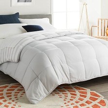 Storemax (California, Grey/ Stripe) - Reversible Alternative Quilted Comforter With Corner Duvet Tabs - Cal Size