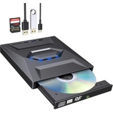 Storemax 5in1 Harici USB 3.0 ve Type-C Dvd-Rom Dvd-Rw Optik Sürücü, USB ve Type C Kablolu, Pc, Tablet, DVD Player, Çizgili Metal Tasarım Ultra Slim CD Rom Okuyucu CV250