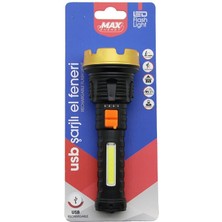Vanch KÜÇÜK=15CM 2in1= Osl LED - Cob LED USB Şarjlı El Feneri 3-Kademe Işık - Flaşör Şarj Gösterge (5264)