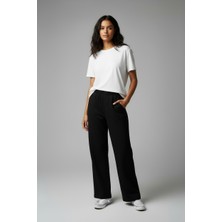 Lyvean Üç Iplik Şardonlu Oversize Boru Paça Penye Pantolon