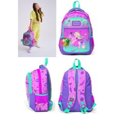 Storemax Üç Gözlü Kız Çocuk Ilk ve Orta Okul Çantası - Pembe Yeşil ve Prenses