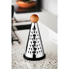 Storemax Ahşap Topuz Tutuculu 3 Taraflı Paslanmaz Çelik Lüks Şef Rendesi Orta Boy 26 * 13 Cm, Paslanmaz Çelik Rende
