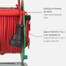 Storemax G Bretec IP44 Bahçe Kablo Makarası (Çim Biçme Makinesi Için Kablo Makarası, 38 + 2 M Kablo, Kırmızı, Özel Plastik, Dış Mekanda Kısa Süreli Kullanım, Almanya'da Üretilmiştir)