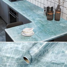 Nargo Mermer Desenli Masa Tezgah Mutfak Su Geçirmez Yapışkanlı Folyo Sticker Mavi 5x0,6m