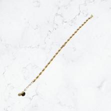 Nova Grup Kalp Figürlü Beyaz Mineli 14 Ayar Altın Bileklik