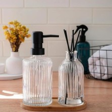 Storemax Cam Sabunluk & Difüzör Seti – 2’li Zarif Cam Şişe, Bambu Taban, Modern Banyo & Ev Dekorasyonu