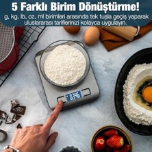 Storemax Dijital Mutfak Terazisi - Paslanmaz Çelik Yüzeyli Hassas Mutfak Tartısı - Dara Işlevi, LED Ekran, 5 Birim Dönüştürme ve Otomatik Kapanma Özellikli - 5 kg Tartı Kapasitesi