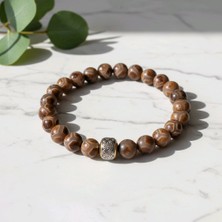 Aytens Takı Desenli Dzi Agat (Tibet Akiği) Doğal Taş Bileklik