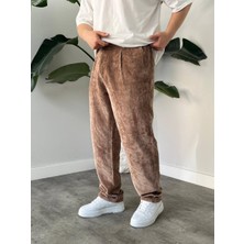 Erkek Baggy Pileli Fitilli Kadife Kumaş Pantalon K2051KP