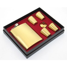 Just Cheap Store Paslanmaz Çelik 4 Shot Bardaklı Matara Seti Gold