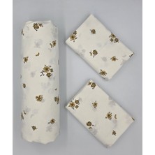 Pınarhome collection %100 Organik Pamuk Kumaş Lastikli Çarşaf+Yastık Kılıfı Köşe Derinliği 28-30 Cmyeni Sezon