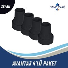 Baston Lastiği Yumuşak Kaymaz Taban Baston Asa Ucu Yüksek Kalite 4'lü Avantaj Paket Siyah Renk