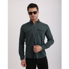 Citra Likralı Kapak Detaylı Gabardin Kot Kumaş Casual Modern Erkek Gömlek