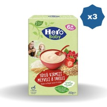 Hero Baby Sütlü Kırmızılı Meyveli 8 Tahıllı Ek Besin 200 gr - (3 Adet)