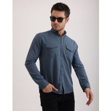 Citra Likralı Kapak Detaylı Gabardin Kot Kumaş Casual Modern Erkek Gömlek