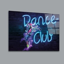 Glassual Art Dance Club Yazılı Karışık Cam Tablo PCT0144