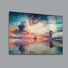 Glassual Art Deniz Üstünde Uçan Balon Manzara Cam Tablo PCT0124