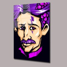 Glassual Art Mor Saçlı Nicola Tesla Uzay ve Bilim Cam Tablo PCT0726