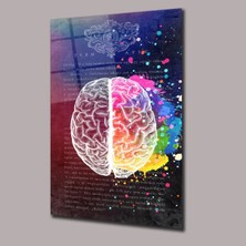 Glassual Art Beyaz Beyin Çizimi Uzay ve Bilim Cam Tablo PCT0746