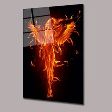 Glassual Art Alevli Cehennem Meleği Neon Cam Tablo PCT0592