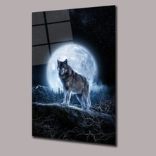 Glassual Art Ay Detaylı Kurt Hayvanlar Alemi Cam Tablo PCT0777
