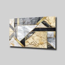 Glassual Art Gold Detaylı Mermer Desen Karışık Cam Tablo PCT0404