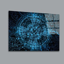 Glassual Art Mavi Karışık Noktalı Karışık Cam Tablo PCT0145