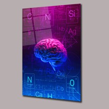 Pembe ve Mavi Beyin Yansıması Uzay ve Bilim Cam Tablo PCT0747